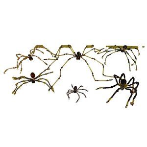 Handmade Beaded Spider Ornaments Set Of 6 Decor Figurines Beads Stones Ooak BagF